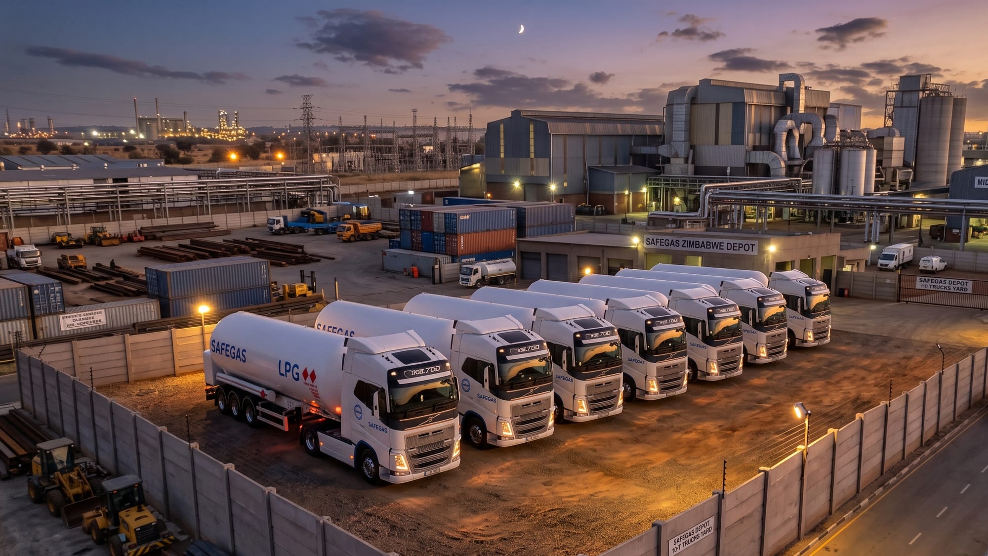 Safe Gas depot at dusk